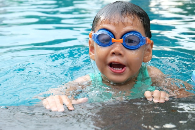 Toddler in pool